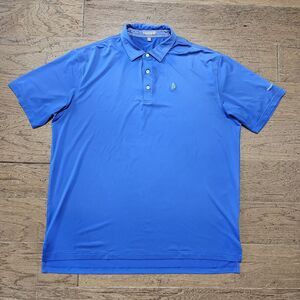 Peter Millar Summer Comfort Polo Shirt Men's 2XL Blue Golf Performance Stretch